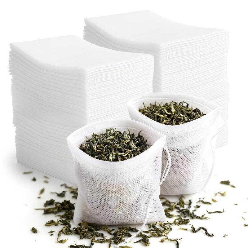 TamBee Tea Bags Disposable Tea Filter Bags Tea infusers Empty Muslin Drawstring Seal Filter Drawstring Herb Loose Tea Bag 400 Pack (400, 2.76" x 1.97") - Image 1